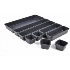 Paris Prix - Lot De 9 Casiers "organiseur De Tiroir" Anthracite
