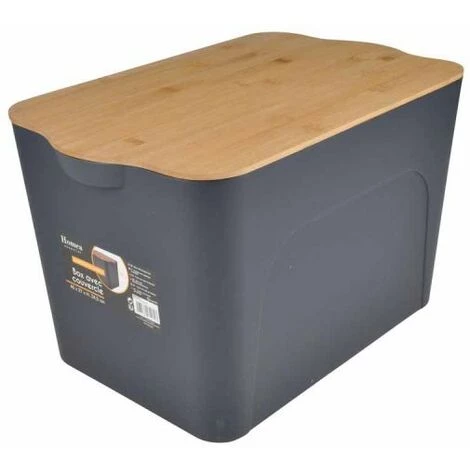 Paris Prix - Boîte De Rangement Déco "pratique" 26l Anthracite & Naturel 4 Paris Prix - Boîte De Rangement Déco "pratique" 26l Anthracite & Naturel – Image 2