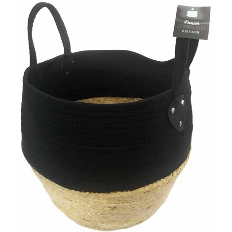 Paris Prix - Panier De Rangement Déco "osinella" 38cm Noir 4 Paris Prix - Panier De Rangement Déco "osinella" 38cm Noir – Image 2