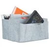 Relaxdays Panier En Feutre Journaux Magazine Corbeille Pliable Rangement Poignées 2 Compartiments HxlxP: 22 X 32 X 29 Cm, Gris -Petit rangement Soldes Magasin 36983066 1