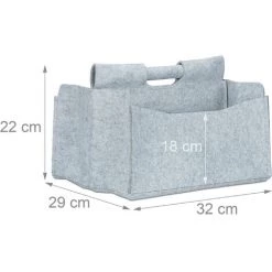 Relaxdays Panier En Feutre Journaux Magazine Corbeille Pliable Rangement Poignées 2 Compartiments HxlxP: 22 X 32 X 29 Cm, Gris -Petit rangement Soldes Magasin 36983066 3