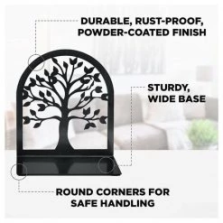 BRIDAY Serre-livres Décoratifs, Serre-livres Arbre De Vie, Serre-livres En Métal, Serre-livres Noirs, Serre-livres Pour étagères, Serre-livres Pour Livres Lourds, Porte-livres Pour Bureau à Domicile, Serre-livres Robustes -Petit rangement Soldes Magasin 37004216 4