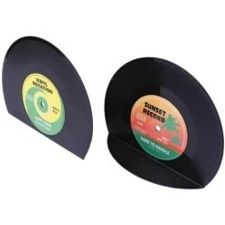 BRIDAY Serre-livres En Vinyle Rétro Serre-livres Noirs Serre-livres CD Classique Serre-livres Décoratifs Vintage Pour étagères Serre-livres Antidérapants Noir 1 Paire