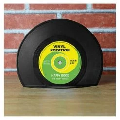 BRIDAY Serre-livres En Vinyle Rétro Serre-livres Noirs Serre-livres CD Classique Serre-livres Décoratifs Vintage Pour étagères Serre-livres Antidérapants Noir 1 Paire -Petit rangement Soldes Magasin 37004222 4