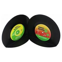 BRIDAY Serre-livres En Vinyle Rétro Serre-livres Noirs Serre-livres CD Classique Serre-livres Décoratifs Vintage Pour étagères Serre-livres Antidérapants Noir 1 Paire -Petit rangement Soldes Magasin 37004222 5