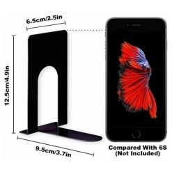 BRIDAY Serre-livres, Serre-livres Robustes En Métal Pour étagères, Support De Livre Premium Antidérapant Pour Livres, DVD, Jeux Vidéo, Magazine Noir 2,5 X 3,7 X 4,9 Pouces (noir, 4 Paires/8 Pièces) -Petit rangement Soldes Magasin 37006045 2