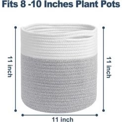 BRIDAY Panier à Plantes Lot De 2 Paniers à Fleurs En Corde Tissé Paniers De Rangement Multifonctionnels En Jute Robuste Avec Poignées Pratiques Organisateur De Rangement 11 X 11 Panier De Sol Pour Plantes Pot De Fleurs D'intérieur -Petit rangement Soldes Magasin 37006555 2