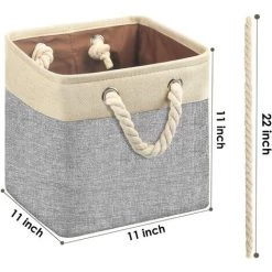 BRIDAY Pack De 4 Cubes De Rangement Panier De Rangement Bacs De Rangement En Tissu Pliables Panier De Placard Décoratif Avec Poignées En Corde Bacs D'organisation En Toile Pour étagères à Cubes Organisateurs De Placard Rangement De Jouets -Petit rangement Soldes Magasin 37006584 2