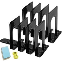 TRIOMPHE Serre Livres, Cale Livre, Presse Livre, 4 Paires, Noir, 12.5 X 12.5 X 17cm