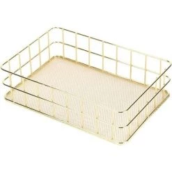 BARES Panier En Treillis M&eacute;tallique, Panier De Rangement En Fer Dor&eacute; Organisateur De Rangement De Bureau Multifonctionnel En Treillis M&eacute;tallique Pour La Maison(Large) -Petit rangement Soldes Magasin 37089182 4