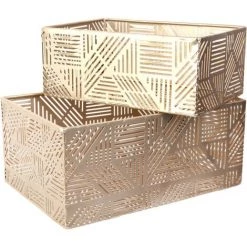 PANIER ET CORBEILLE PANIER METAL AJOURE DORE RAYURE -Petit rangement Soldes Magasin 37105786 2