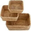 BEARSU 3pcs Panier De Service Corbeille à Fruits Panier D'osier Rangement Pour Cookies, Pain ,fruits (carré) -Petit rangement Soldes Magasin 37342113 1