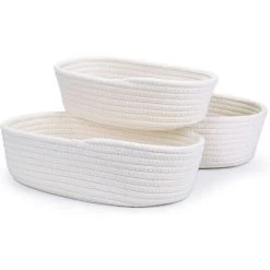 BARES WIDLKEN Panier De Rangement En Corde De Coton, Panier De Rangement Tress&eacute; En Coton,3 Paniers Pour &eacute;tag&egrave;res Bacs D&eacute;coratifs Organisateurs De Corbeille Pour Jouets B&eacute;b&eacute;, Cadeau D&eacute;coration Chambre