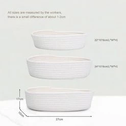 BARES WIDLKEN Panier De Rangement En Corde De Coton, Panier De Rangement Tress&eacute; En Coton,3 Paniers Pour &eacute;tag&egrave;res Bacs D&eacute;coratifs Organisateurs De Corbeille Pour Jouets B&eacute;b&eacute;, Cadeau D&eacute;coration Chambre -Petit rangement Soldes Magasin 37343979 4