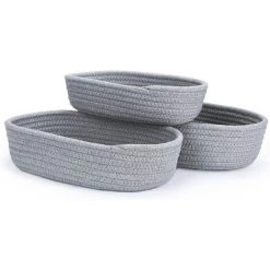 BARES WIDLKEN Panier De Rangement En Corde De Coton, Panier De Rangement Tress&eacute; En Coton,3 Paniers Pour &eacute;tag&egrave;res Bacs D&eacute;coratifs Organisateurs De Corbeille Pour Jouets B&eacute;b&eacute;, Cadeau D&eacute;coration Chambre