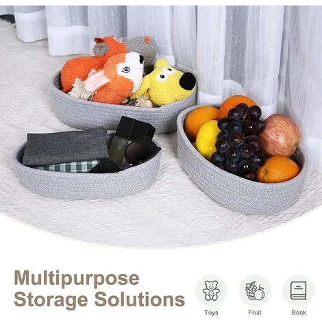BARES WIDLKEN Panier De Rangement En Corde De Coton, Panier De Rangement Tressé En Coton,3 Paniers Pour étagères Bacs Décoratifs Organisateurs De Corbeille Pour Jouets Bébé, Cadeau Décoration Chambre 4 BARES WIDLKEN Panier De Rangement En Corde De Coton, Panier De Rangement Tressé En Coton,3 Paniers Pour étagères Bacs Décoratifs Organisateurs De Corbeille Pour Jouets Bébé, Cadeau Décoration Chambre – Image 2