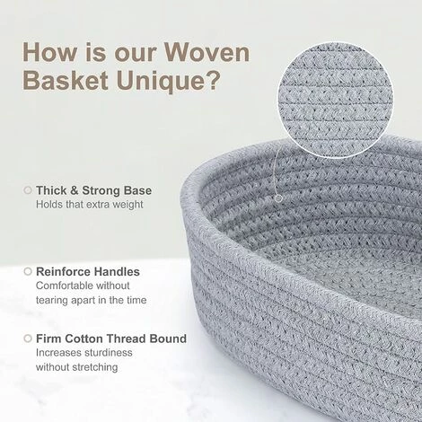 BARES WIDLKEN Panier De Rangement En Corde De Coton, Panier De Rangement Tressé En Coton,3 Paniers Pour étagères Bacs Décoratifs Organisateurs De Corbeille Pour Jouets Bébé, Cadeau Décoration Chambre 5 BARES WIDLKEN Panier De Rangement En Corde De Coton, Panier De Rangement Tressé En Coton,3 Paniers Pour étagères Bacs Décoratifs Organisateurs De Corbeille Pour Jouets Bébé, Cadeau Décoration Chambre – Image 3
