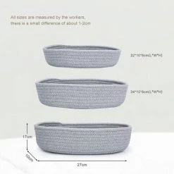 BARES WIDLKEN Panier De Rangement En Corde De Coton, Panier De Rangement Tressé En Coton,3 Paniers Pour étagères Bacs Décoratifs Organisateurs De Corbeille Pour Jouets Bébé, Cadeau Décoration Chambre 10 BARES WIDLKEN Panier De Rangement En Corde De Coton, Panier De Rangement Tressé En Coton,3 Paniers Pour étagères Bacs Décoratifs Organisateurs De Corbeille Pour Jouets Bébé, Cadeau Décoration Chambre -Petit rangement Soldes Magasin 37343981 4