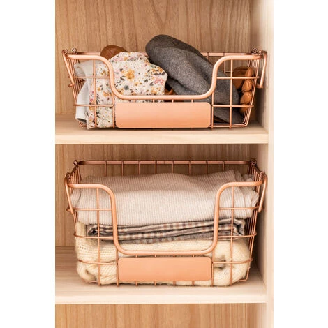 Panier De Rangement Zebat SKLUM Acier - Or Rose Moyen 4 Panier De Rangement Zebat SKLUM Acier - Or Rose Moyen – Image 2