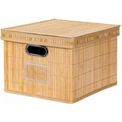 DéCOSHOP26 2 Paniers De Rangement En Bambou Boites Pliable Rangement Naturel - Noir