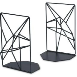BETTERLIFE Serre-Livres Lot De 2 En Fer Pour Bureau, Bibliothèque Ou Maison, Noir