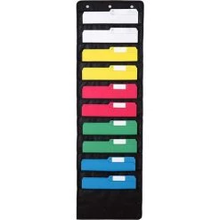 BETTERLIFE Organiseur De Dossiers Mural, 10 Poches, Noir, Porte Revue Mural Pour Le Bureau, La Maison Et Les Études