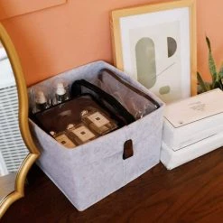 ECHOO 2 Pièces Panier De Rangement En Feutre, Organisateur En Tissu, Panier Organisateur De Jouets Pliable, Pour Vêtements, Magazines, Livres, CD, Jouets, Maison -Petit rangement Soldes Magasin 37995614 4