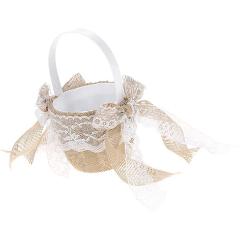 HAPPYSHOPPING 7 * 7 Pouces Vintage Toile De Jute Dentelle Bowknot Anneau Porteur Oreiller Et Mariage Rustique Fleur Fille Panier Ensemble 7 HAPPYSHOPPING 7 * 7 Pouces Vintage Toile De Jute Dentelle Bowknot Anneau Porteur Oreiller Et Mariage Rustique Fleur Fille Panier Ensemble – Image 5