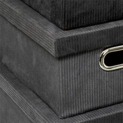 FIVE SIMPLY SMART Lot De 4 Boîtes De Rangement "Velours" 40cm Gris -Petit rangement Soldes Magasin 38287513 2