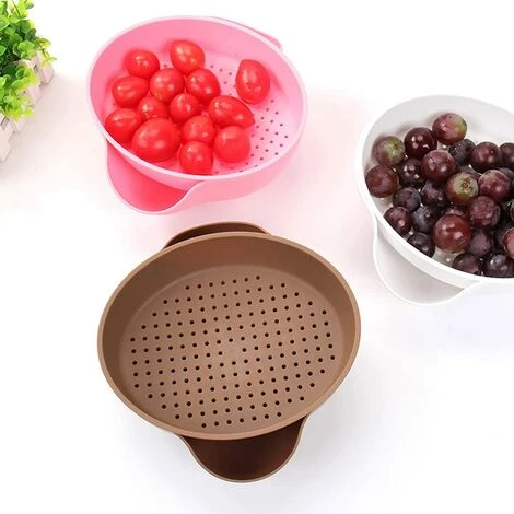 LONGZIMING 2 PCS Panier De Vidange,Passoire En Plastique Avec Poignée En Plastique Légumes Panier Lavage Double Couche Égoutter Bassin Design Fruits Détachables Passoires Utilisation Pour Le Drainage ,Bleu 6 LONGZIMING 2 PCS Panier De Vidange,Passoire En Plastique Avec Poignée En Plastique Légumes Panier Lavage Double Couche Égoutter Bassin Design Fruits Détachables Passoires Utilisation Pour Le Drainage ,Bleu – Image 4