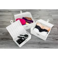 AXHUP Lot De 3 Panier De Rangement En Rotin Avec Couvercle Boîte De Rangement Blanc Pour Chambre Salon 9 AXHUP Lot De 3 Panier De Rangement En Rotin Avec Couvercle Boîte De Rangement Blanc Pour Chambre Salon -Petit rangement Soldes Magasin 38695559 3