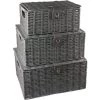 AXHUP Lot De 3 Panier De Rangement En Rotin Avec Couvercle Boîte De Rangement Gris Pour Chambre Salon -Petit rangement Soldes Magasin 38695560 1