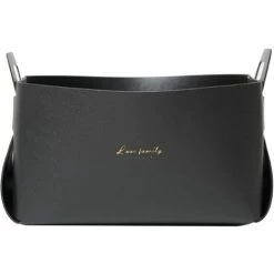ECHOO Panier De Rangement En Faux Cuir Avec Poignées, 14 * 26 * 12.5 Cm Rangement Maquillage, Rangement Pour Salle De Bain, Maison Et Buanderie, Maison Décoration(noir)