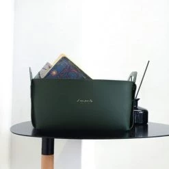 ECHOO Panier De Rangement En Faux Cuir Avec Poignées, 14 * 26 * 12.5 Cm Rangement Maquillage, Rangement Pour Salle De Bain, Maison Et Buanderie, Maison Décoration(noir) -Petit rangement Soldes Magasin 38712386 3