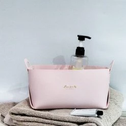 ECHOO Panier De Rangement En Faux Cuir Avec Poignées, 14 * 26 * 12.5 Cm Rangement Maquillage, Rangement Pour Salle De Bain, Maison Et Buanderie, Maison Décoration(noir) -Petit rangement Soldes Magasin 38712386 4