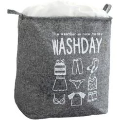 ECHOO Panier à Linge En Tissu Pliable Organiser Paniers Pour Vêtements Stockage Trieuse De Rangement Pour Panier à Linge Avec Cordon De Serrage，Gris