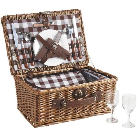 AUBRY GASPARD Valise Pique-nique Isotherme Vichy Naturel - Naturel 4 AUBRY GASPARD Valise Pique-nique Isotherme Vichy Naturel - Naturel – Image 2