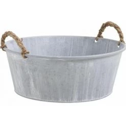 AUBRY GASPARD Corbeille En Zinc Et Anses En Corde Gris - Gris