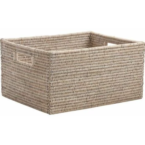 AUBRY GASPARD Corbeille Rangement En Rotin 34 X 26 X 18 Cm Blanc - Naturel 3 AUBRY GASPARD Corbeille Rangement En Rotin 34 X 26 X 18 Cm Blanc - Naturel