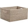 AUBRY GASPARD Corbeille Rangement En Rotin 28 X 22 X 15 Cm Blanc - Naturel -Petit rangement Soldes Magasin 3879191 1