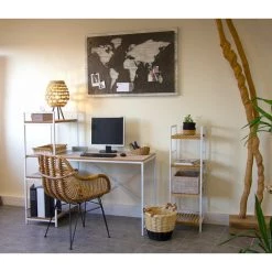 AUBRY GASPARD Corbeille Rangement En Rotin 28 X 22 X 15 Cm Blanc - Naturel -Petit rangement Soldes Magasin 3879191 2