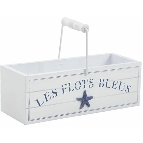 AUBRY GASPARD Panier En Bois Les Flots Bleus Blanc - Blanc 3 AUBRY GASPARD Panier En Bois Les Flots Bleus Blanc - Blanc