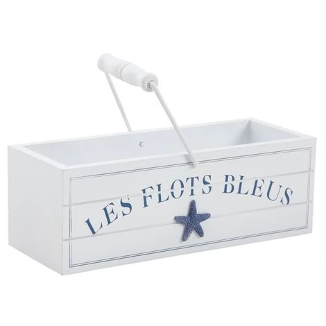 AUBRY GASPARD Panier En Bois Les Flots Bleus Blanc - Blanc 4 AUBRY GASPARD Panier En Bois Les Flots Bleus Blanc - Blanc – Image 2