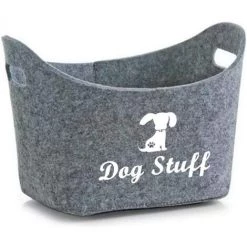 BEARSU Panier De Rangement En Feutre Doux Pour Jouets Pour Chien- Pliable Avec Poignées, Boîtes De Rangement Pour Fournitures/Vêtements Pour Animaux,Panier Feutre (Gris)