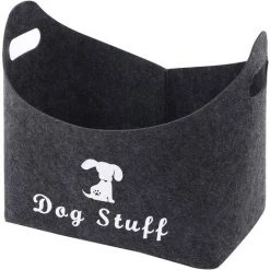 BEARSU Panier De Rangement En Feutre Doux Pour Jouets Pour Chien- Pliable Avec Poignées, Boîtes De Rangement Pour Fournitures/Vêtements Pour Animaux,Panier Feutre (Gris Foncé) -Petit rangement Soldes Magasin 38996508 2