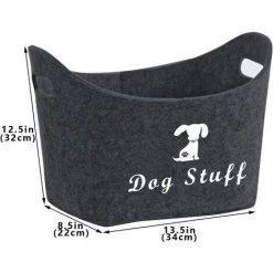 BEARSU Panier De Rangement En Feutre Doux Pour Jouets Pour Chien- Pliable Avec Poignées, Boîtes De Rangement Pour Fournitures/Vêtements Pour Animaux,Panier Feutre (Gris Foncé) -Petit rangement Soldes Magasin 38996508 5