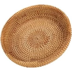 BARES Corbeille à Fruits Panier à Pain Rond En Rotin Tissé Plateau En Osier Naturel Décoration Vannerie Panier Stockage Fruits,Légume Pain Cuisine