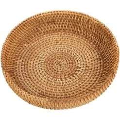 BARES Corbeille à Fruits Panier à Pain Rond En Rotin Tissé Plateau En Osier Naturel Décoration Vannerie Panier Stockage Fruits,Légume Pain Cuisine -Petit rangement Soldes Magasin 39123163 5