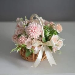 BARES Panier à Fleurs En Osier Et Rotin - Panier De Rangement Tissé Avec Poignées - Panier En Osier Avec Ruban - Cadeau De Pâques - Pour Mariage, Maison, Jardin -Petit rangement Soldes Magasin 39294620 4