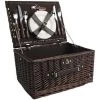 AUBRY GASPARD Panier à Pique-nique 4 Couverts En Osier Teinté Marron - Marron -Petit rangement Soldes Magasin 3935515 1